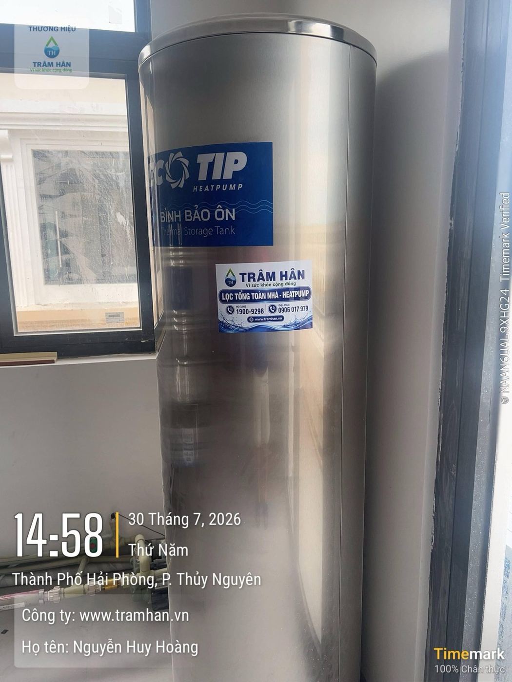 Bình bảo ôn Heatpump do Trâm Hân lắp đặt – Thủy Nguyên